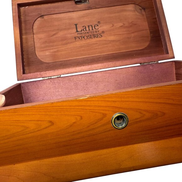 Vtg Lane Cedar Keepsake Box Exposures Jewelry Trinket Storage Rustic Wood Decor - Picture 6 of 9